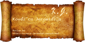 Kovács Jeremiás névjegykártya